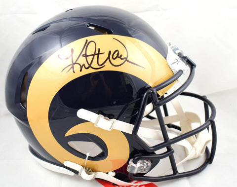 Kurt Warner Signed Rams 00-16 Speed Authentic F/S Helmet-Beckett W Holo *SMEARED