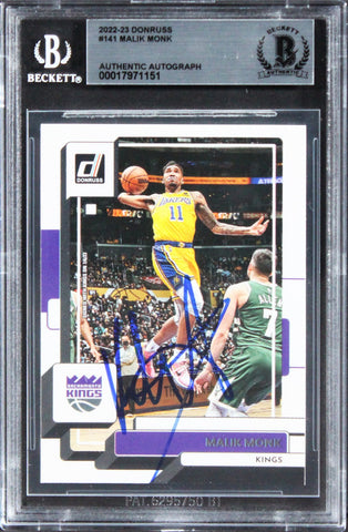 Kings Malik Monk Authentic Signed 2022 Donruss #141 Card BAS Slabbed