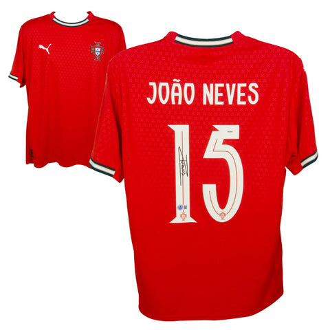 Joao Neves Signed Portugal FC Home Soccer Jersey #15 with Beckett Witness