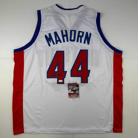 Autographed/Signed Rick Mahorn Detroit White Basketball Jersey JSA COA