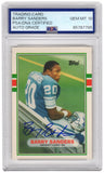 Barry Sanders Signed Lions 1989 Topps RC Football Card #83T - (PSA / Auto 10)