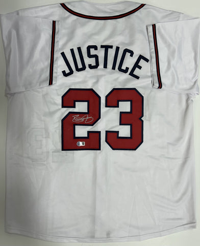 DAVID JUSTICE Signed Custom Replica White Jersey AUTO - Atlanta Braves MLB - BAS