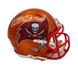 Mike Alstott Signed Tampa Bay Buccaneers Speed Flash Mini Helmet with Inscr.