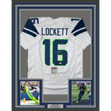 Framed Autographed/Signed Tyler Lockett 33x42 Seattle White Jersey JSA COA