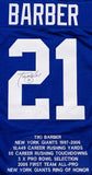 Tiki Barber Signed New York Giants Career Highlight Stat Jersey (JSA COA) R.B.