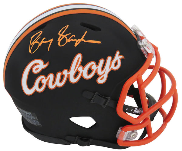 Barry Sanders Signed Oklahoma State Black Riddell Speed Mini Helmet - (SS COA)