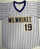 ROBIN YOUNT Brewers Signed Custom Pinstripe Retro Throwback Jersey AUTO - BAS