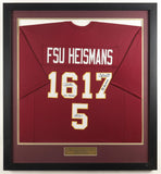 Jameis Winston, Chris Weinke, & Charlie Ward Signed FSU Heismans Framed Jersey