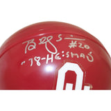 Billy Sims Signed Oklahoma Sooners VSR4 Replica Mini Helmet Heisman BAS 44125