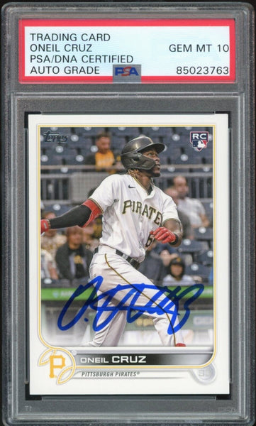 2022 Topps #537 Oneil Cruz Pirates RC Rookie On Card PSA/DNA Auto GEM MINT 10