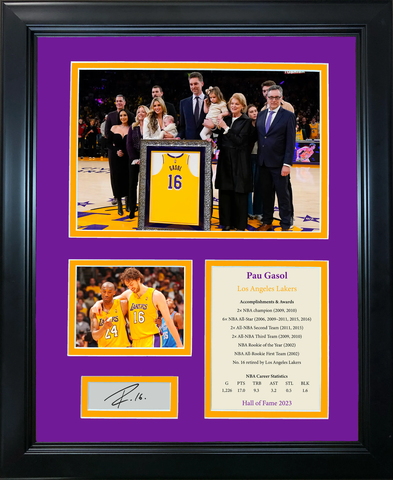 Framed Pau Gasol Hall of Fame Facsimile Engraved Auto LA Lakers 12"x15" Photo