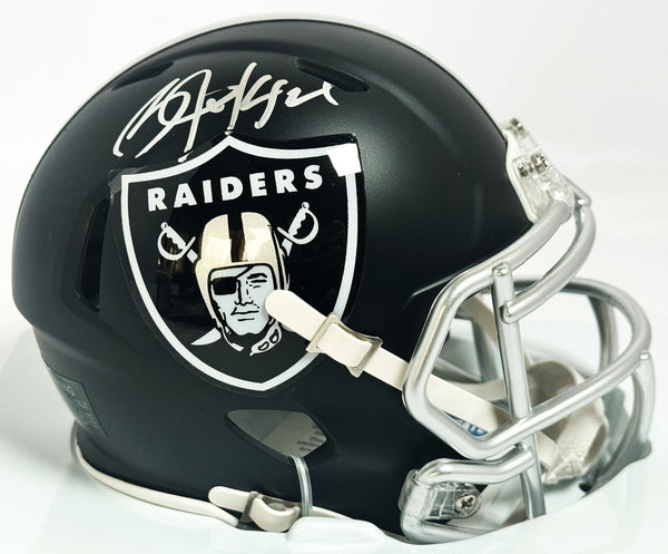 Bo Jackson Autographed Raiders Blaze Mini Helmet - Beckett W Hologram *Black