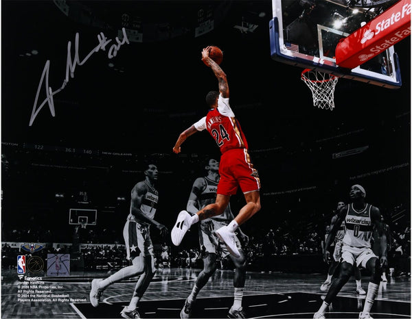 Jordan Hawkins New Orleans Pelicans Signed 11" x 14" Spotlight Dunking Photo