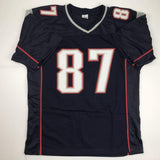 Autographed/Signed Rob Gronkowski New England Blue Jersey Beckett BAS COA Auto
