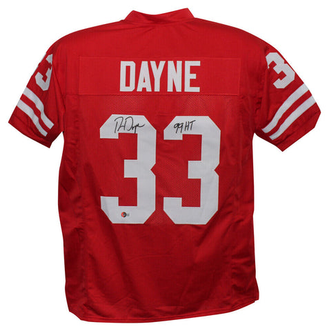 Ron Dayne Autographed/Signed College Style Red XL Jersey 99H Beckett 39307