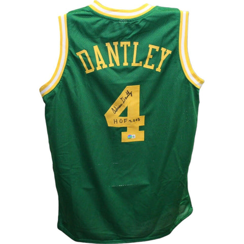 Adrian Dantley Autographed/Signed Pro Style Green Jersey Beckett 42610