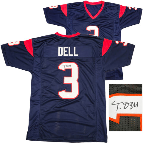 Houston Texans Tank Dell Autographed Signed Blue Jersey Beckett BAS QR