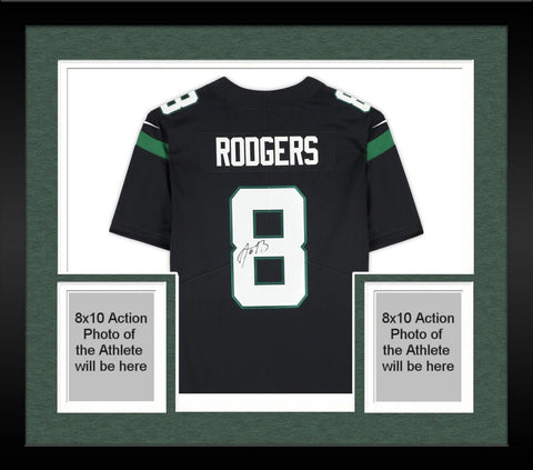 Framed Aaron Rodgers New York Jets Autographed Black Nike Limited Jersey