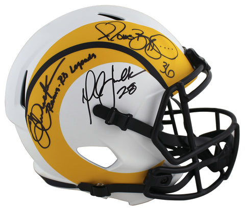 Rams RB Legends Bettis, Dickerson & Faulk Signed Lunar F/S Speed Rep Helmet BAS