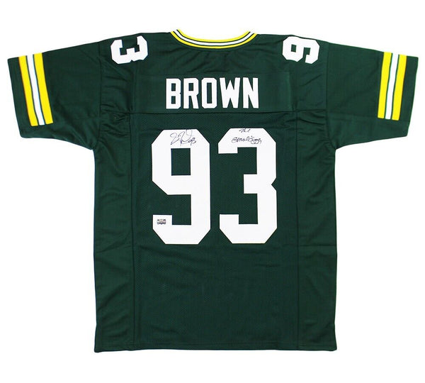 Gilbert Brown Signed Green Bay Custom Green Jersey with "The Gravedigger" Inscr.