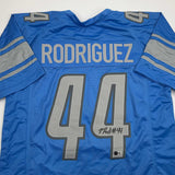 Autographed/Signed Malcolm Rodriguez Detroit Blue Jersey Beckett BAS COA