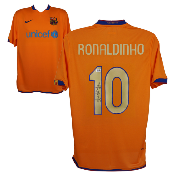 Ronaldinho Signed FC Barcelona Away Soccer Jersey #10 with Beckett COA