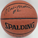 Moses Malone Autographed NBA Leather Basketball 76ers, Rockets JSA #AV29209