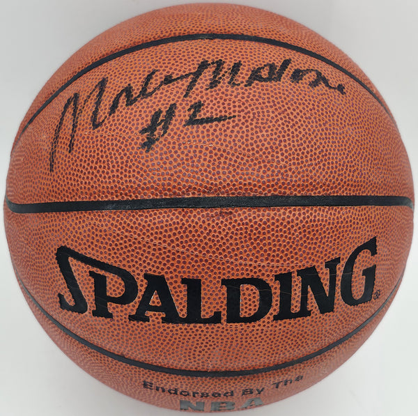 Moses Malone Autographed NBA Leather Basketball 76ers, Rockets JSA #AV29209