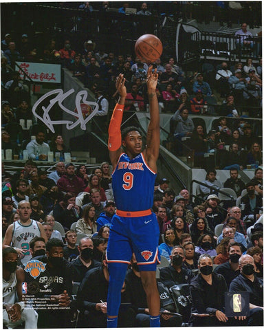 RJ Barrett New York Knicks Signed 8x10 Blue Shooting Photo