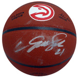 Dominique Wilkins Autographed Hawks Logo Basketball (Smudged) Beckett QR WW44508