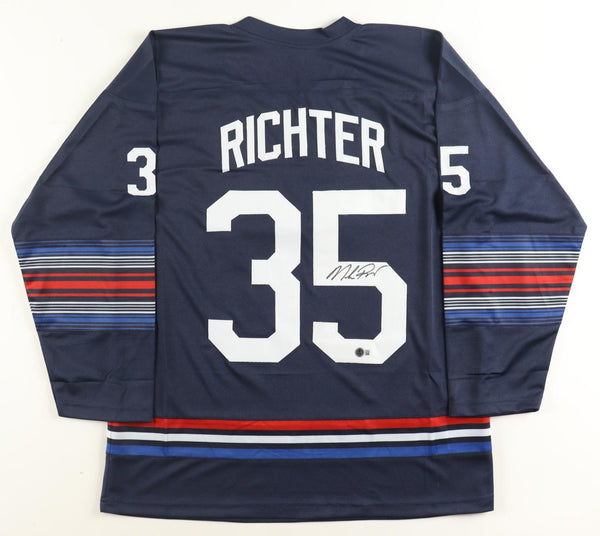 Mike Richter Signed Rangers Jersey (Beckett) 1994 Stanley Cup Champs Goaltender