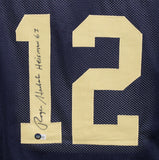 Roger Staubach Autographed College Style Blue XL Jersey Heisman Beckett 38999
