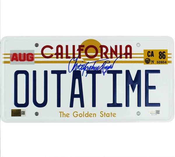 Christopher Lloyd Signed Back to The Future Outatime License Plate
