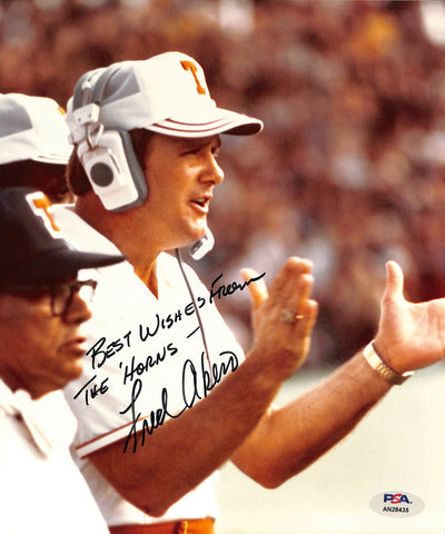 Fred Akers Signed/Auto/Inscribed 8x10 Photo Texas Longhorns PSA/DNA 185224