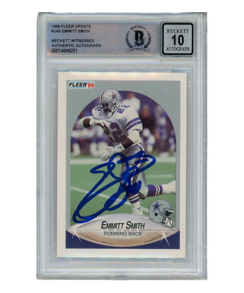 Emmitt Smith Autographed 1990 Fleer U-40 Grade 10 Auto Beckett 39445