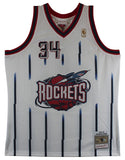 Rockets Hakeem Olajuwon "HOF 08" Signed White Mitchell & Ness Jersey BAS Witness