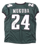 Andrew Mukuba Philadelphia Signed Green Pro Cut Football Jersey JSA QR Hologram