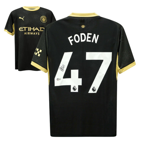 Phil Foden Signed Manchester City Away Soccer Jersey #47 with Beckett COA