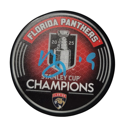 Matthew Tkachuk Autographed Florida Panthers 2025 Stanley Cup Champions Puck JSA