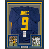 Framed Autographed/Signed Adam Pacman Jones 33x42 Blue College Jersey JSA COA