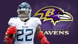 Derrick Henry Signed Baltimore Ravens White Jersey (Beckett) Ex Bama Running Bck