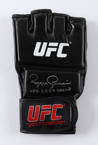 Royce Gracie Signed UFC Glove Inscribed "UFC 1, 2 & 4 Champ" / PA