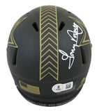 Cowboys Tony Dorsett Signed Salute to Service IV Speed Mini Helmet W/ Case BAS W
