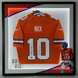 Bo Nix Autographed Nike Throwback Broncos Jersey - Lighted Shadowbox Beckett COA