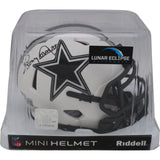 Tony Dorsett Autographed/Signed Dallas Cowboys Lunar Mini Helmet Beckett 46987