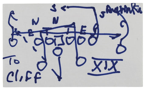 49ers Bill Walsh Signed 3x5 Index Card w/ Hand Drawn Play Sketch BAS #BH049920