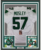 Framed Signed CJ C.J. Mosley 35x39 New York White Jersey JSA COA