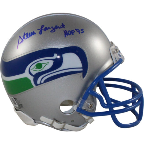 Steve Largent Autographed Seattle Seahawks Mini Helmet VSR4 HOF Beckett 54760