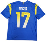 RAMS PUKA NACUA AUTOGRAPHED BLUE NIKE ON FIELD JERSEY L FANATICS HOLO 230009