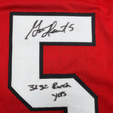 Autographed/Signed Garrison Hearst 3232 Yards Georgia Red Jersey Beckett BAS COA